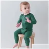 Combinaisons Bébé Barboteuse Fibre De Bambou Garçon Fille Vêtements Born Zipper Footies Combinaison Solide À Manches Longues Vêtements 024M 230213 Drop Delivery Dh4I0