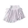 Pure Lust Sweet Fluffy Skirt Womens Drawstring Pleated A Line Short High Waisted Anti Exposure Irregular