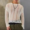Męskie bluzy z kapturem Bawełniany top męskie jesienne Elastyczne wydrążone na zewnątrz mikro przepuszczalne swetra luźne ciało Romper Cowboy Shirt