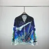 Casablanc manches longues hommes designer chemise rêves lucides île paysage couleur tempérament Satin manches courtes Robe Chemise M-3XL 2023