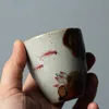 Muggar handmålade lotus keramikkoppar ted i glasyr te cup set teaware fågel skål för ceremoni fisk teacup 230818