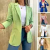 Costumes pour femmes femmes élégantes revers manteau Chic pour l'automne printemps coupe droite mi-longueur prêt pour les affaires avec poches plaquées