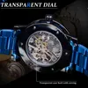 Andra bärbara enheter Forssining Blue Diamond Transparent Skeleton Men Mechanical Watch Rostfritt stål Lysande händer Handlåda Casual Business Clock X0821