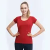 LU-08 Dames breien yoga korte mouw solide kleur naakt sportvorming taille strakke fitness losse jogging sportkleding