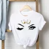 Retail Plus Size Womens Clothing Designer T Shirt 2023 Summer Round Neck Eye Print White Shirts Short Sleeved Ladies Top Bottom253t