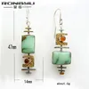 Rongyu is a hot seller in Europe and America, with a retro style and creative geometric turquoise color separation earrings for women's earrings