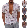 Camisas casuales para hombres Moda y ocio para hombres Botón de impresión digital 3D Solapa Día de la independencia Camisa de manga corta Tops Ropa grande T
