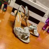 Eslinga trasera Sandalias Aquazzura Zapatos de noche Bombas de decoración de cristal Mujer Tacón Punta abierta Zapatos de vestir Tacones de aguja Diseñadores de lujo Calzado de fábrica