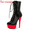 Boots Pole Dance Catwalk Shoes Round Toe Heels Stripper Platform Women Ankle Lace up Zip Roman Lady Knight 230821