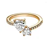 Pierścienie klastrowe Świeć złotą podwójne serca Układ palca dla kobiet opaski weselne biżuteria przezrok