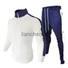 Męskie dresy 2022 Mężczyzn Dostosowanie swobodne marki Bluzy Zestki męskie kurtka zamek błyskawiczna 2 sztuki+spodnie Striped Gym Suit Męski Hip Hop Streetwear J230821