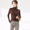 Maglioni femminili cashmere maglione 2023 primavera aurtratto d'acqua di lana jumper signore slim elastic high collare a maglia camicetta