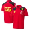 2023 Fórmula 1 F1 Racing Sets Carlos Sainz Charles Leclerc Fernando Alonso Configure camiseta casual respirável pólo de verão logotipo de automóvel