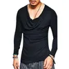 Magliette da uomo camicia da uomo maglietta uomo tops manica lunga colore solido tshirt maschio nero bianco