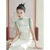 Ropa étnica 2023 estilo chino mujeres sin mangas Cheongsam vestido Vintage blanco Casual diario Hanfu señora Oriental elegante fiesta