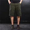 Herr shorts män sommar premium sträcka twill bomullsfrakt avslappnad multi fickor benkläder lösa breda ben militär