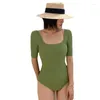 Women's Swimwear Sexy Girl Black Swimsuit Women One Piece For Bathing Suit Push Up Short Sleeve Female Swim Beach Wear