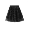 Spódnice damskie warstwowe falbany Tiul Krótka spódnica plisowana elastyczna talia puszysta z siatki przyjęcie ciasta