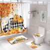 Tende per doccia set tende per doccia set di zucche di ringraziamento foglie autunnali di novembre con tappeti non slips coperchio per bagno tappetino da bagno set da bagno R230821