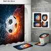 Shower Curtains Basketball Football Digital Printing Shower Curtain Bathroom Partition Curtain Toilet Curtain Floor Mat 4 Piece Set R230821