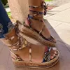 Sandalen vrouwen sandalen zomer slangschoenen etnische print mode casual veter dames schoenen strand dames plus size schoenen sandalen r230821