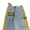 Mäns jeans harajuku brevmönster tryckt baggy jeans ko breda ben byxor y2k jeans för man retro casual hip hop streetwear wide ben bants 230818