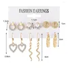 Boucles d'oreilles cerceau mode créatif simulé perle chaîne boucle d'oreille ensemble coeur lune pentagramme clou bijoux accessoires pour femmes