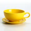 Mugs Design Colourful Coffee Set Cup and Saucer Underglazed Low Procelain Cappuccino Latte 250ml 230818