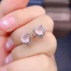 Stud Earrings Gemicro Jewelry Natural Rose Quartz 925 Sterling Silver Luxury Girl Gemstone Ear Studs Support Test