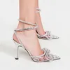 Scarpe eleganti 2023 strass estivi tacchi alti sandali donne pompe trasparenti browknot ladies party ball plus size 42