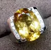 Anéis de cluster por jóias Men tocar dedo citrino real de 6,5ct Gemstone 925 Cristal amarelo fino de prata esterlina S808021