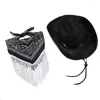 Berets Cowgirl Hat Fedoras Cowboy Bandana Set Bachelorette Party Bridal Dropship