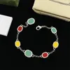 Retro Women Necklace Bracelet Set Colorful Enamel Antique Silver Logo Series Necklaces Bracelets Dopamine Wear Accessories Girl Jewelry