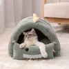 Andere huisdierbenodigdheden 2 in1 dinosaurus huisdier honden huisvouwbare kat voor kleine honden bed winter warme puppy kussens bank verwijderbaar slapende kennel nestproducten hkd230821