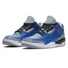 Met doos 3s 3 mannen dames basketbalschoenen racer blauw zwart kat unc den