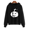 Kvinnors hoodies höst och vinter runda nacke huvor avslappnad avslappnad halloween tryckt överdimensionerad hoodie kvinnor trendig sömnjacka