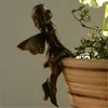 Decoratieve objecten Figurines Mini Girl Hanging Cup Resin Decoratie Fairy Combinatie Bloemmand Rand Decor voor Tuinontwerp Pot Ornamenten 230818