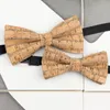 Corbatas de lazo de moda de madera de corcho de lujo para padres e hijos, corbatas sólidas hechas a mano novedosas para boda, fiesta, hombre, accesorios de regalo, corbata