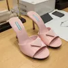 Скутные атласные тапочки с атмосферой с полированными кожаными слайдами летние сандалии обувь шпильча
