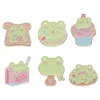 Broszki szpilka dla kobiet mężczyzn Zabawna odznaka i szpilki Chleb Food Frog Cartoon for Dress Torby Decor Cute Emalid Metal Biżuter Prezent dla przyjaciół hurtowo