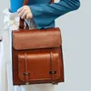 School Bags Oil Wax Cowhide Women Rucksack Daypack Fashion Travel Knapsack One Shoulder Genuine Leather Backpac