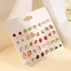 Stud Earrings In Mix 20 Pairs/Set Colorful Women's Stainless Steel Jewelry Ear Piercing