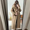 Womens Wool Blends Luxury Brand Cashmere Coat Natural Fur Jacka Women High Quality Winter 230818