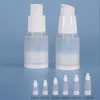 フロストPPプラスチックエアレススプレーポンプボトル、スキンケアセラムローション用の白い蓋付き15ml 20ml 30ml 50ml 80ml 100mlトラベルサイズRefi qpqe