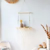 Articles de fantaisie Étagères suspendues en macramé à double couche Étagère flottante pour plantes Boho Home Decor Étagères murales en bois pour chambre à coucher Salon 230818