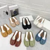 Slippers 2023 Summer Split Toe Baotou Half Tow Women's Leather Flat Bottom Wearing Horseshoe Sandals And Pig Hoof Muller Shoes