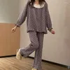 Women's Sleepwear Floral Pajama Sets Women Ruffles Loose Fashion Spring Home Long Sleeve Full Length All-match Ulzzang Cozy Simple Casual