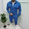 Men's Tracksuits Streetwear Mens Two Piece Sets Fashion Lapel Patch Pockets Cargo Jacket And Pencil Pants Suits Men Outfits Fall Vintage Clothing J230821