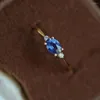 Pierścienie klastra WPB S925 STRINLING SREBRNE OWALNE BLUE DIOND PREMIUM JEADLY FOR GIRD Holiday Gifts Trendy ślubne