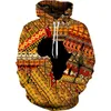 Hoodies masculinos Men Primavera Autumn Africano 3D Capuz para homem de grande porte de colapso impresso para mass de roupas esportivas Sudadera Roupas tradicionais com capuz